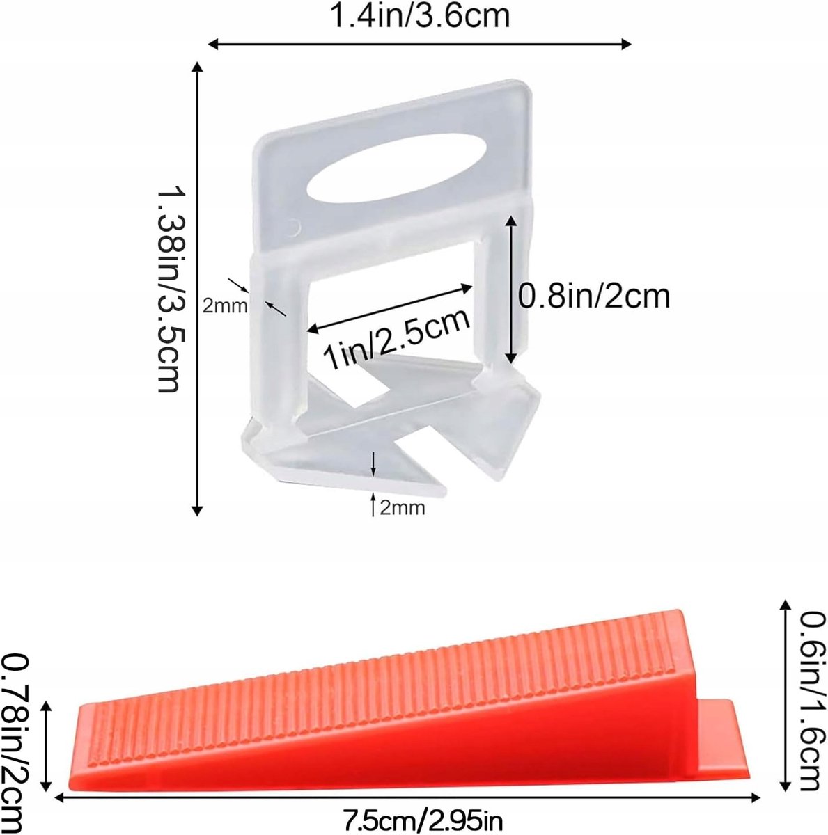 Groot Kit Tegelnivelleringssysteem: 500 Clips & 100 Wiggen (2mm)
