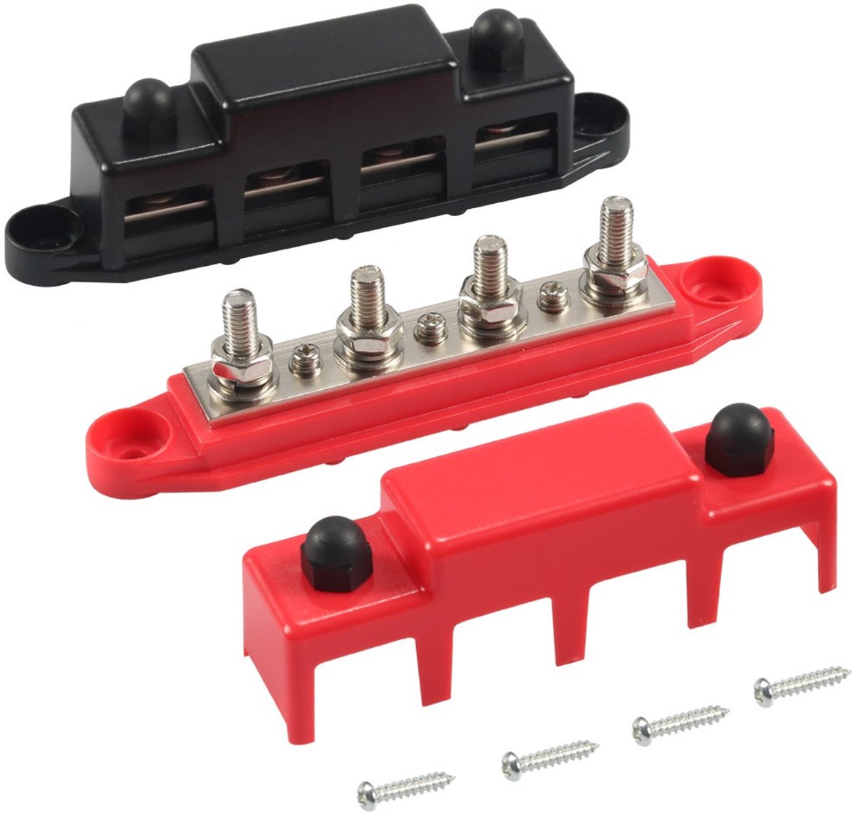 Stroomverdeelblokken voor hoge stroomsterkte - RV/jacht busbars - 12V 300A busbars - met 3/8 inch bouten - robuust en duurzaam - stroomverdeelmodules - automotive ombouw