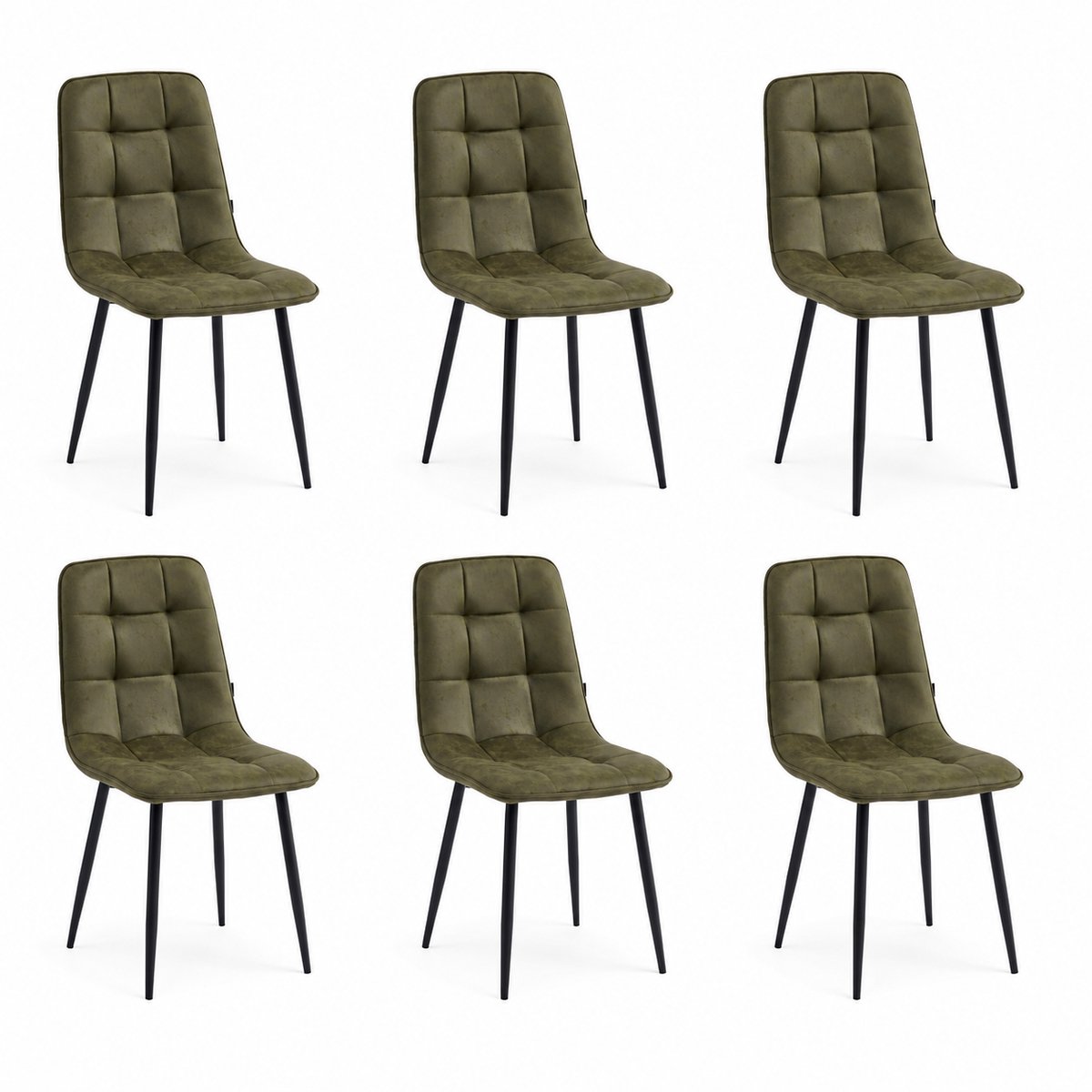Colenis - Ela Eetkamerstoel - Set Van 6 - Groen - Microvezel - Design