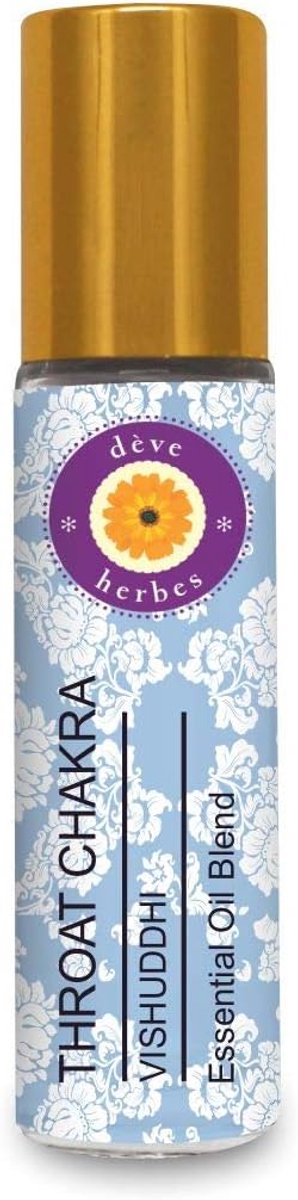 Deve Herbes Throat Chakra Oil (Vishuddha) Ideal for Meditation, Cleansing, Yoga, Chakra Alignment, Relaxation, Healing - ShopVlot