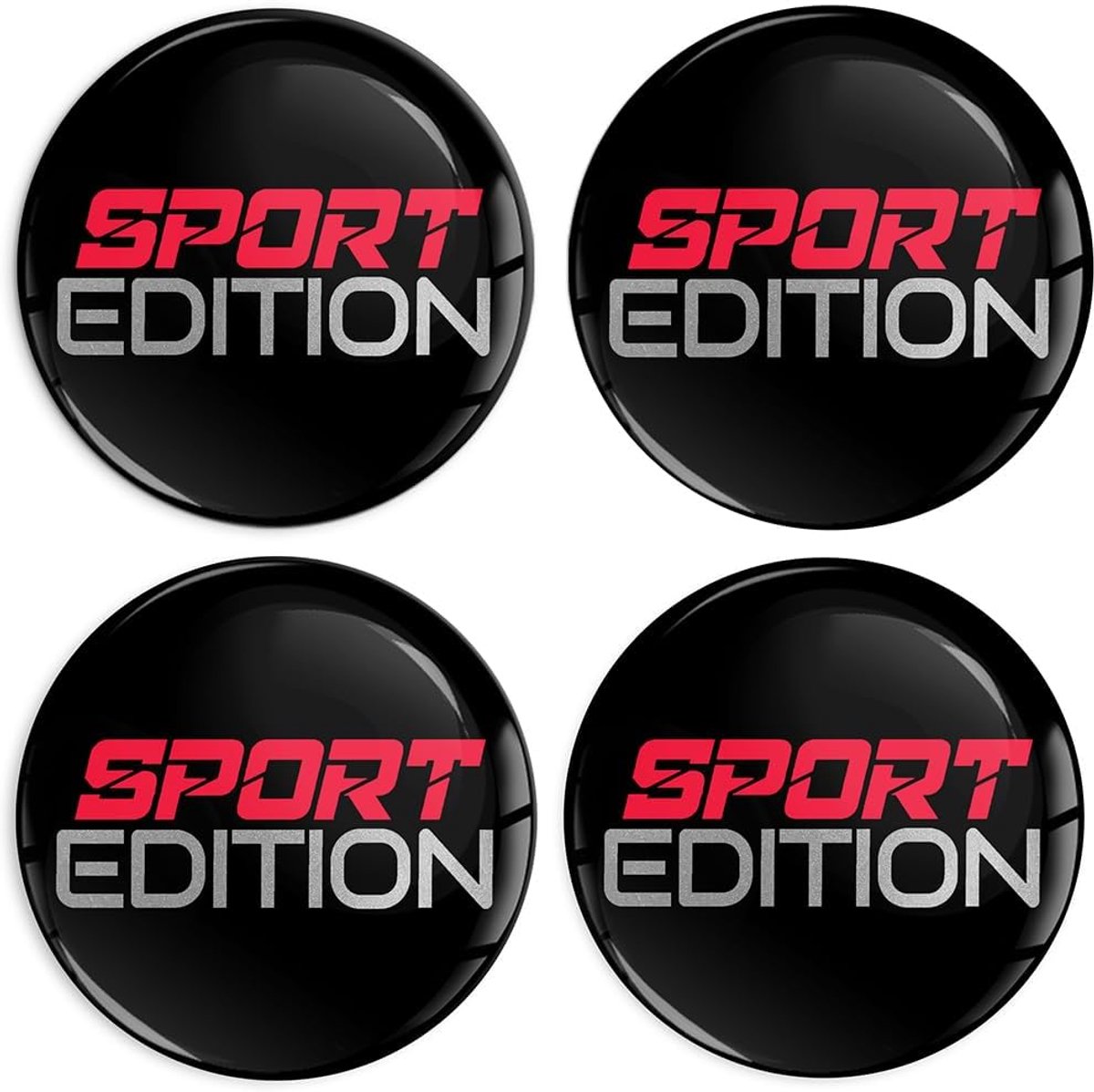 A7655 Wheel Caps Wheel Stickers 4 x 55 mm Hub Caps Wheel Stickers Sport Edition Black Silver Red - ShopVlot