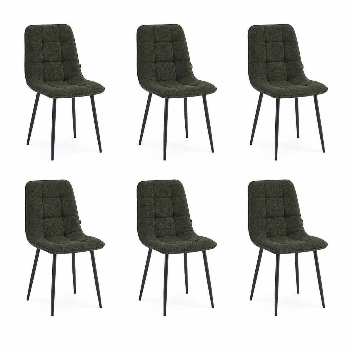 Colenis - Ela Eetkamerstoel - Set Van 6 - Groen - Bouclé - Design