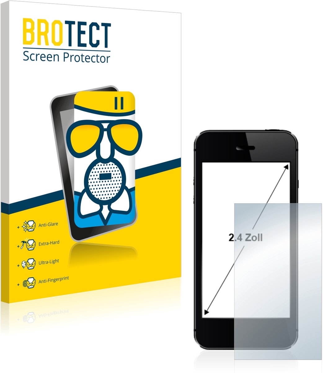 BROTECT - Screenprotector voor Smartphones en Mobiele Telefoons met 2.4 inch Schermen [36.98 mm x 49.29 mm, 4:3] - Folie Beschermfolie Beschermglas matte