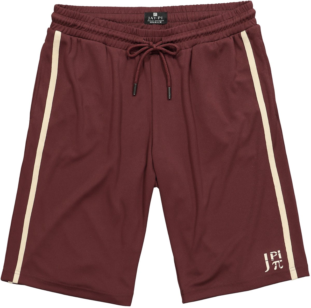 JAY-PI - Heren - Sportbroek fitness bermuda elastische tailleband - Aubergine - Maat XXL