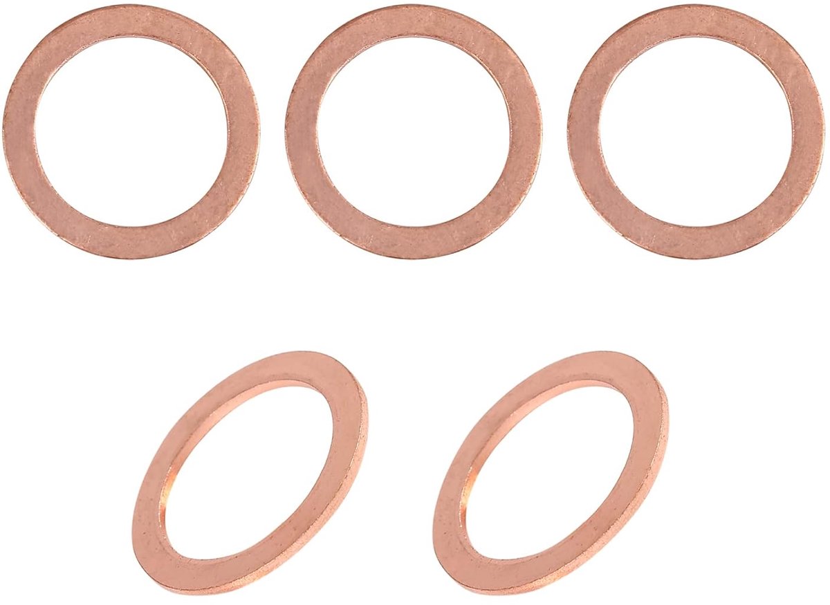 Koperen afdichtring 22mm x 29mm x 1.5mm - Plat - 5-pack - Geschikt voor industriële installaties - ShopVlot
