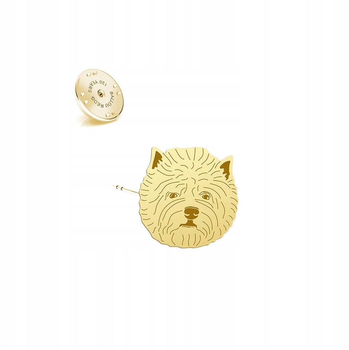 Gouden West Highland White Terrier Brosche van 925 Zilver