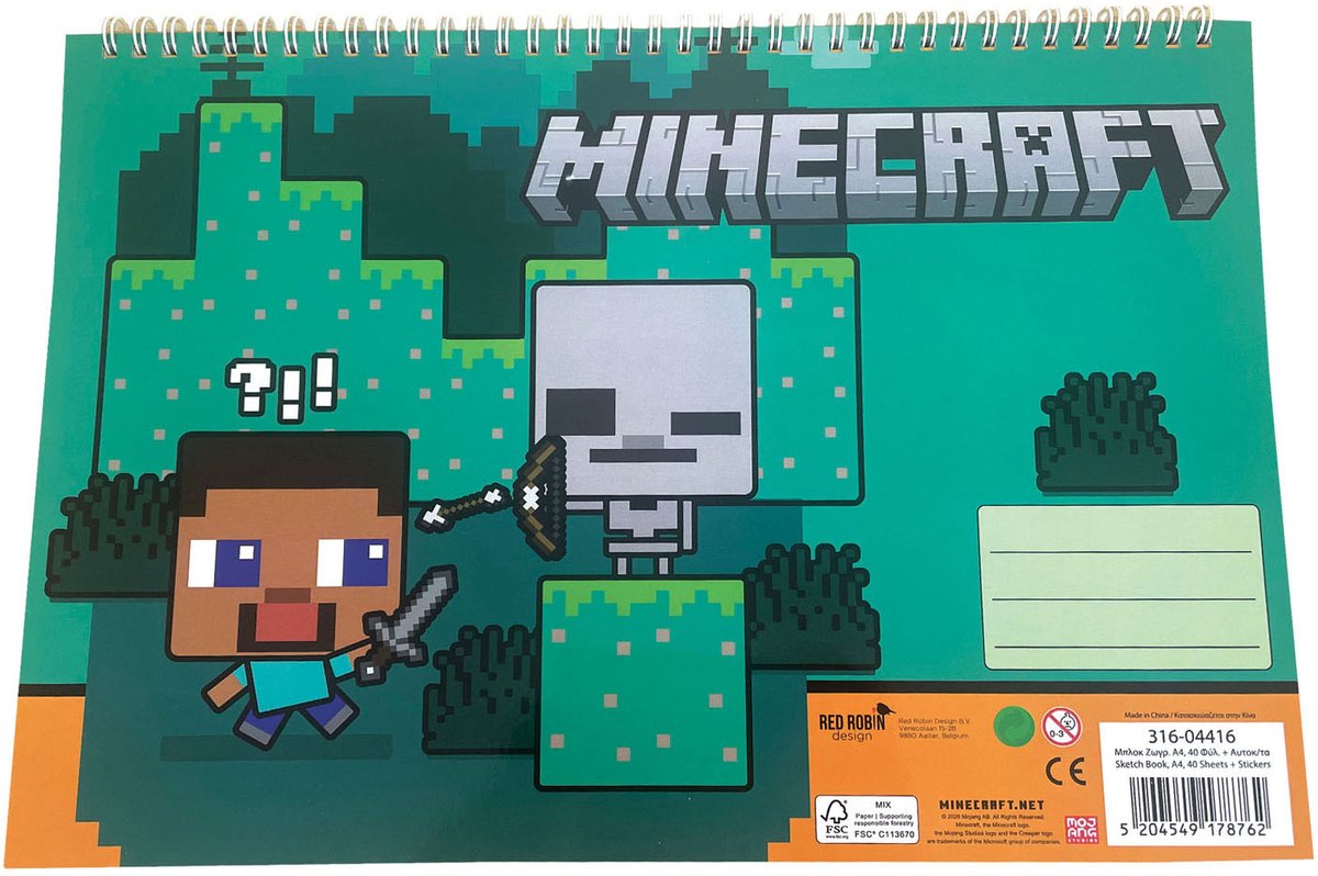 schetsboek met sticker minecraft - minecraft schetsboek met stickers - minecraft - schetsboek