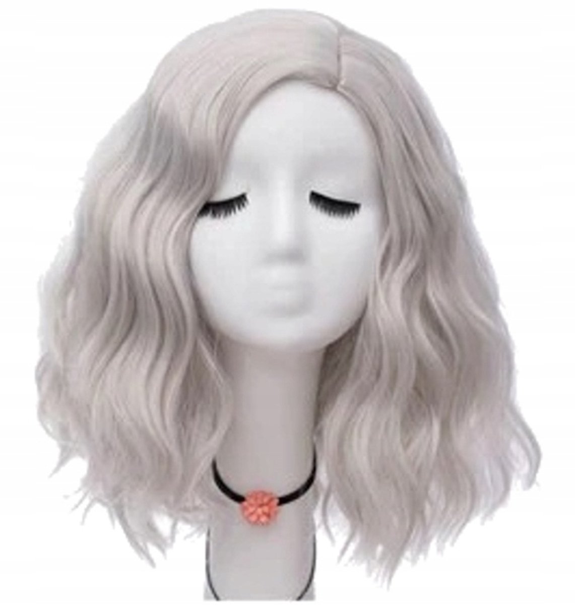 Merkloze Bob Pruik 40cm - Glam Rock Grijs Kort Haar Cosplay