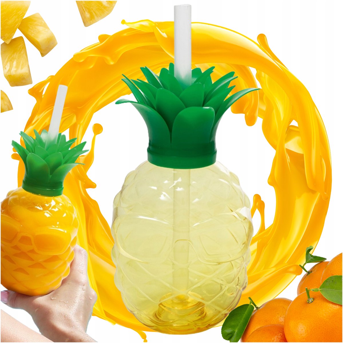 Fles Ananas met Rietje 700ml - Zomerse Drinkfles