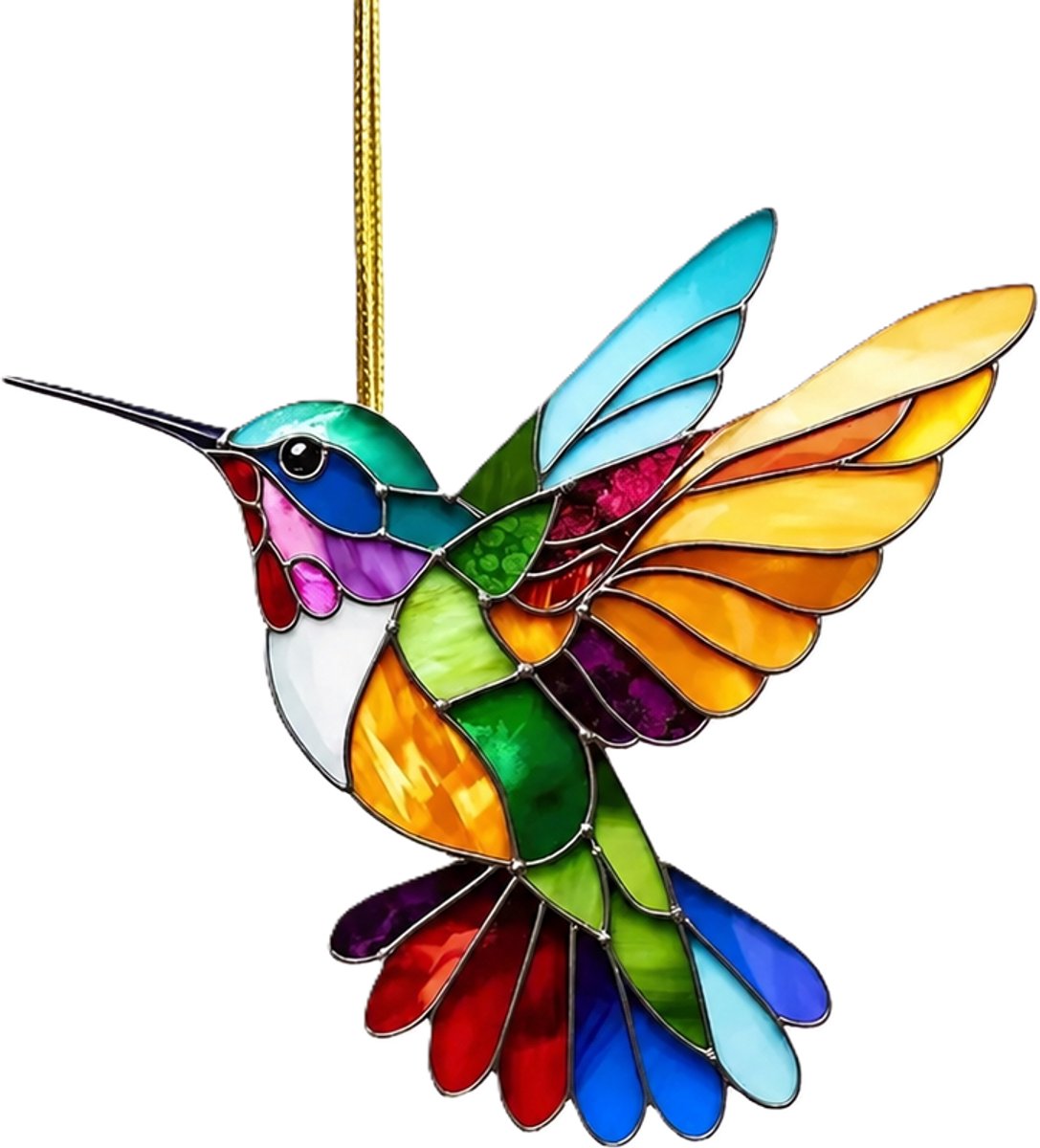 Suncatcher Kolibrie – Kleurrijke Raamhanger 8 cm – Acryl Raamdecoratie – Kolibrie Hanger voor Woonkamer, Tuin, Raam & Muur – 2D Decoratie