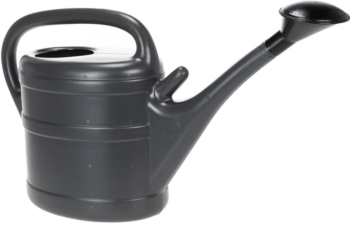 Famanu – Kunststof gieter, 10 l, antraciet, ideaal voor het besproeien van planten en tuin