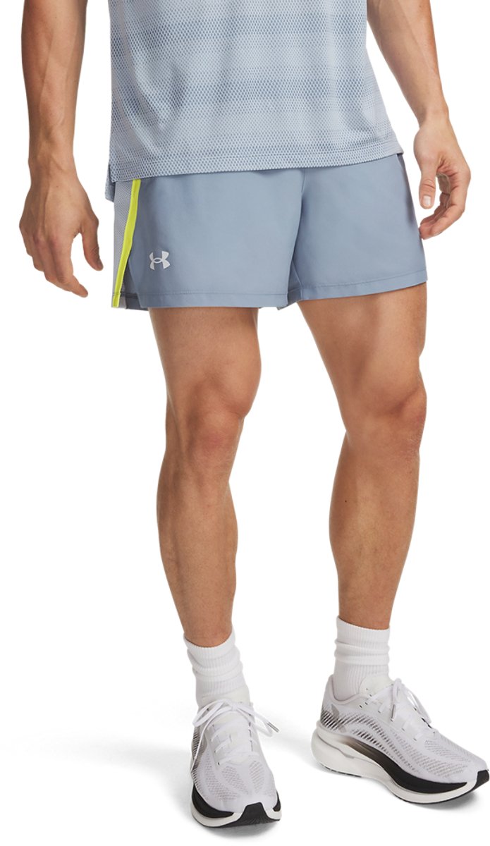Under Armour UA LAUNCH 5'' SHORTS-BLU Heren Sportbroek - Blauw Wind - Flash Light - Reflective