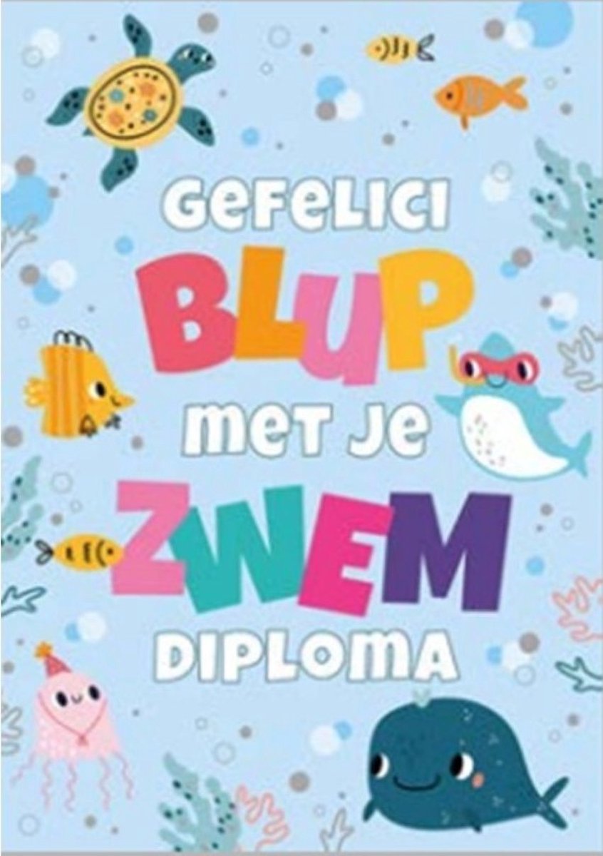Wenskaart A4 - wenskaart XL - zwemdiploma - goed gedaan - zwemmen - diploma - wenskaart