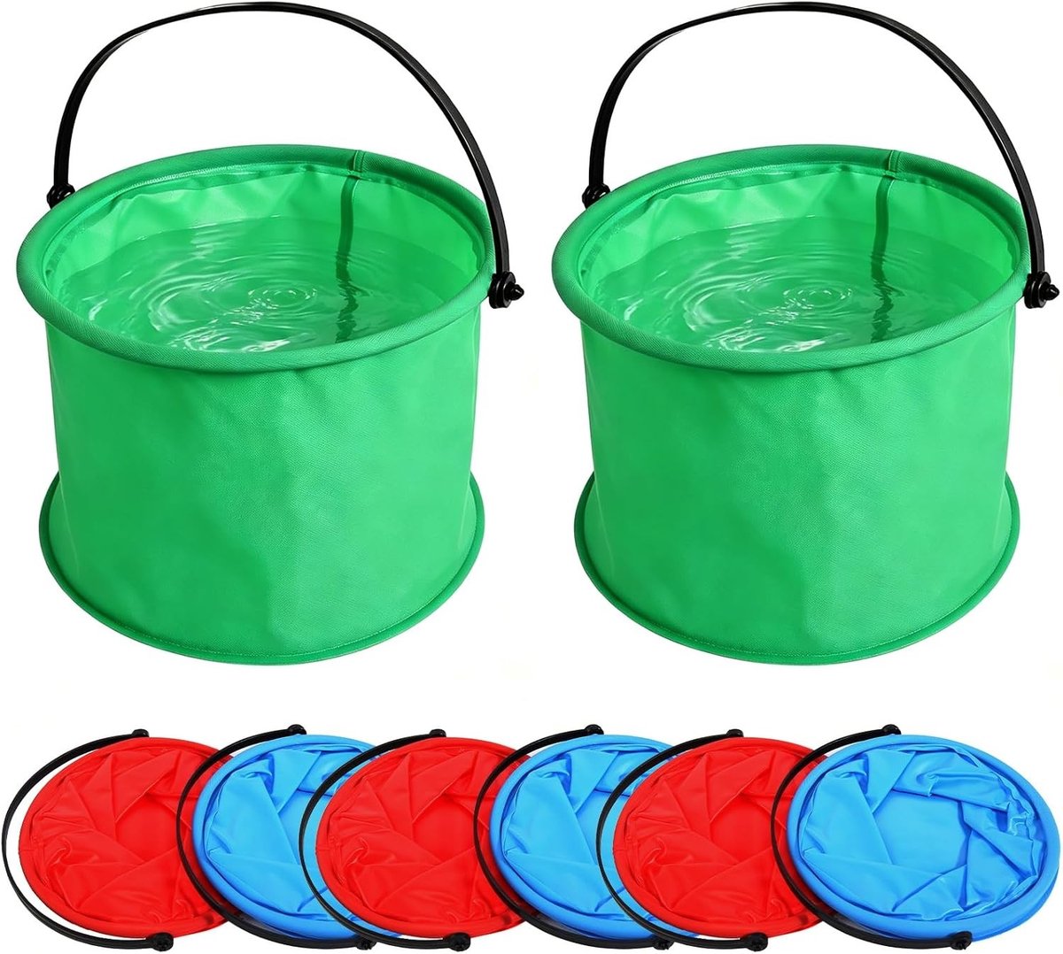 Wasteil opvouwbaar - Multi - 14 x 14 x 11,5 cm - PVC kleine emmer set - Voor camping, strand en vissen