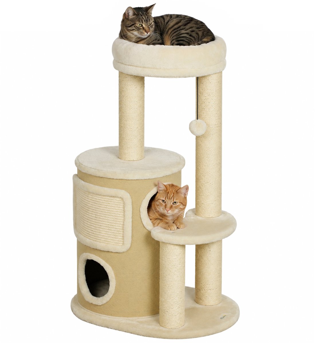 PawHut Kattenboom-Spaanplaat, sisal-55L x 39B x 90H cm-Beige