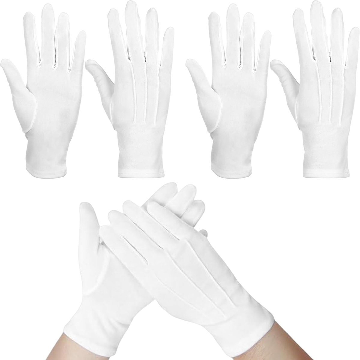 2 paar witte handschoenen XL voor dames en heren, zachte polyester handschoenen voor sieraden en munten, formele - ShopVlot