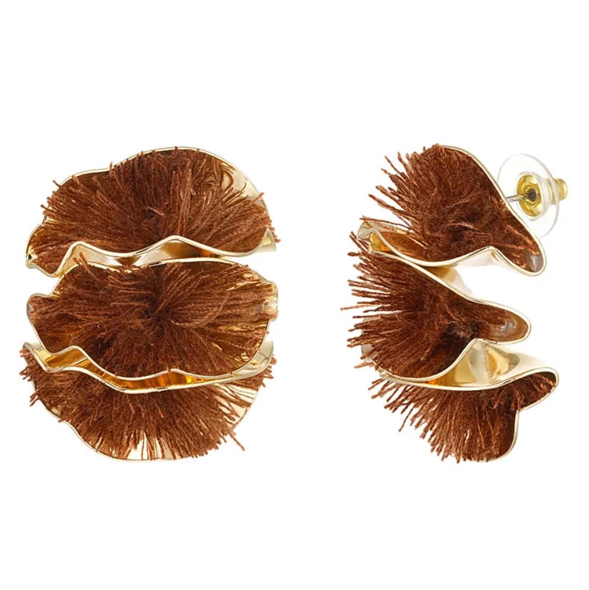 Yehwang Oorbellen Colourful Flower Statement goud bruin
