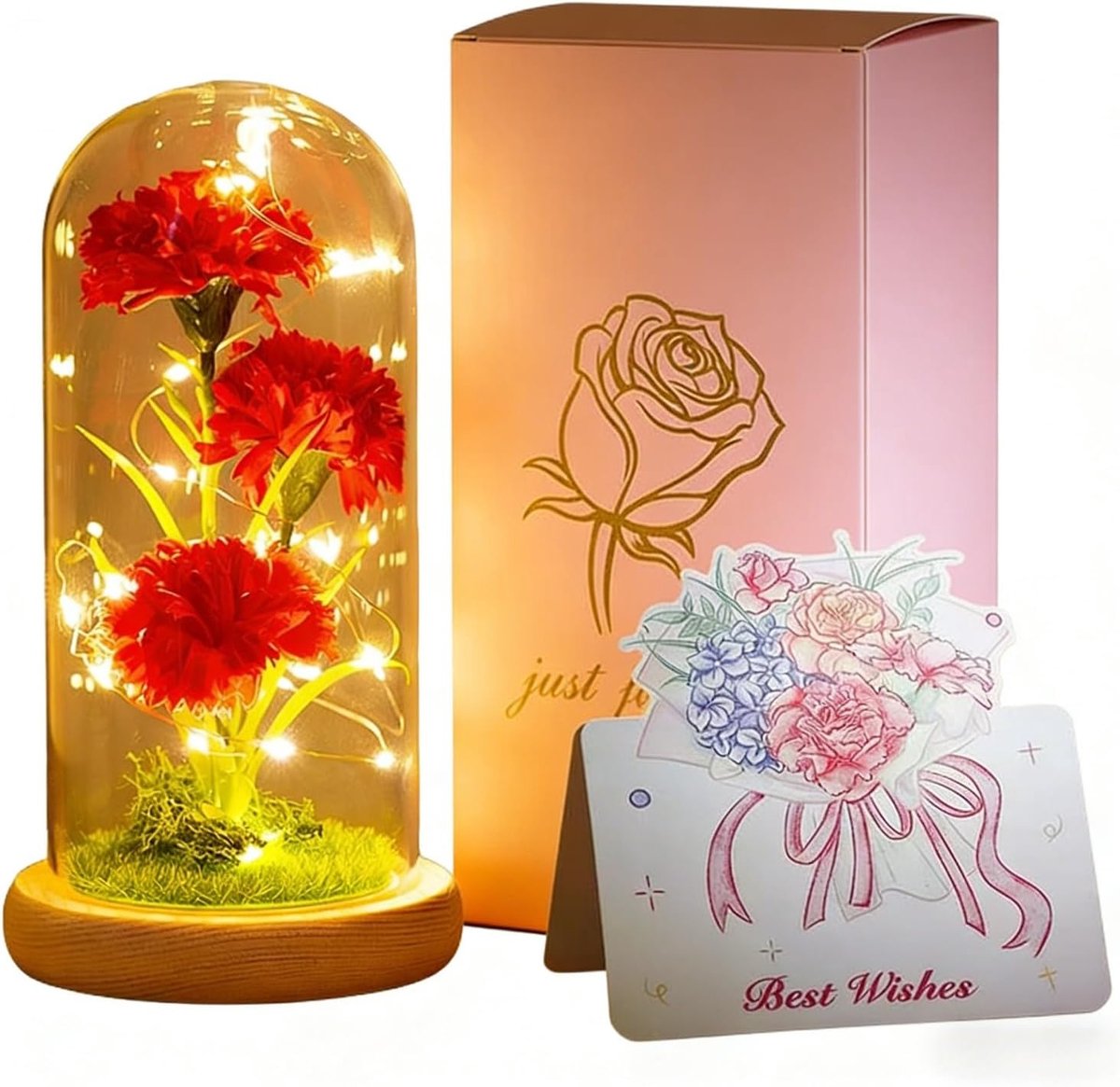 Dream Loom Kunstmatige oogje in transparante koepel voor mama, verjaardagscadeau, eeuwig oogje met ledlicht voor - ShopVlot
