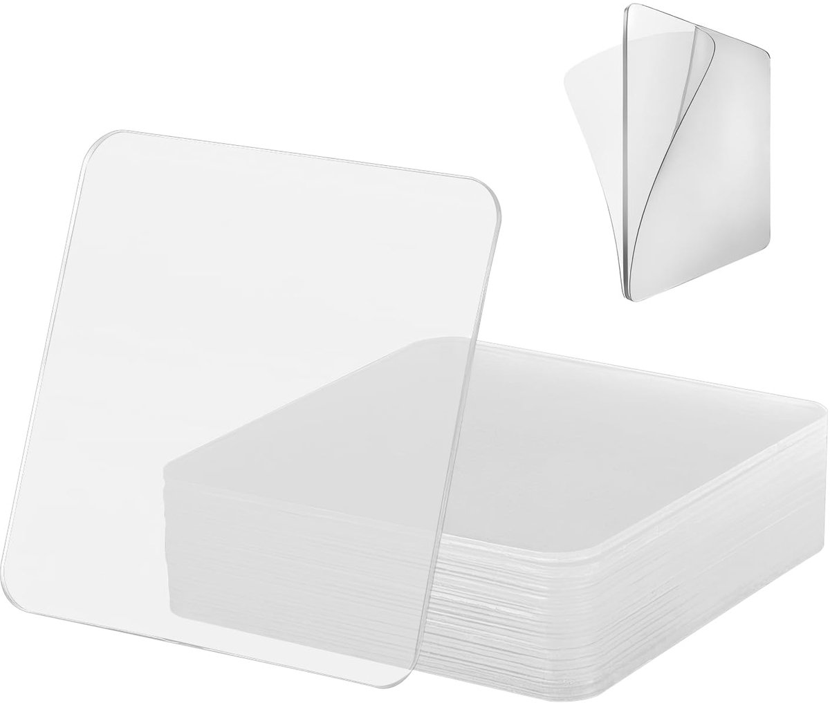 Pack of 20 Double-Sided Adhesive Tablets Transparent No Drilling Square 2.36 Inch Double Sided Adhesive Tape for Home - ShopVlot