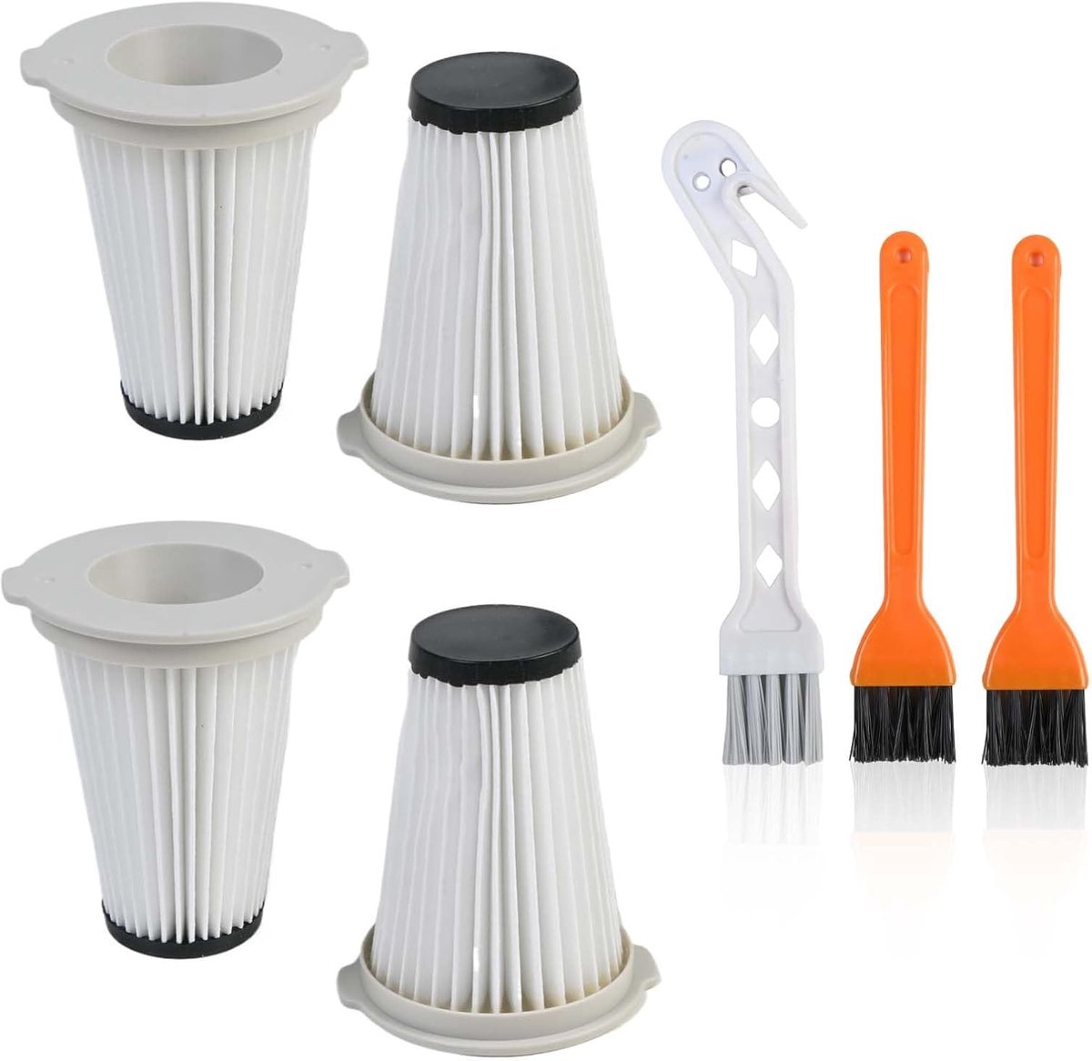4 stuks opvouwbare reservefilters voor accustofzuiger met 2 reinigingsborstels - ShopVlot