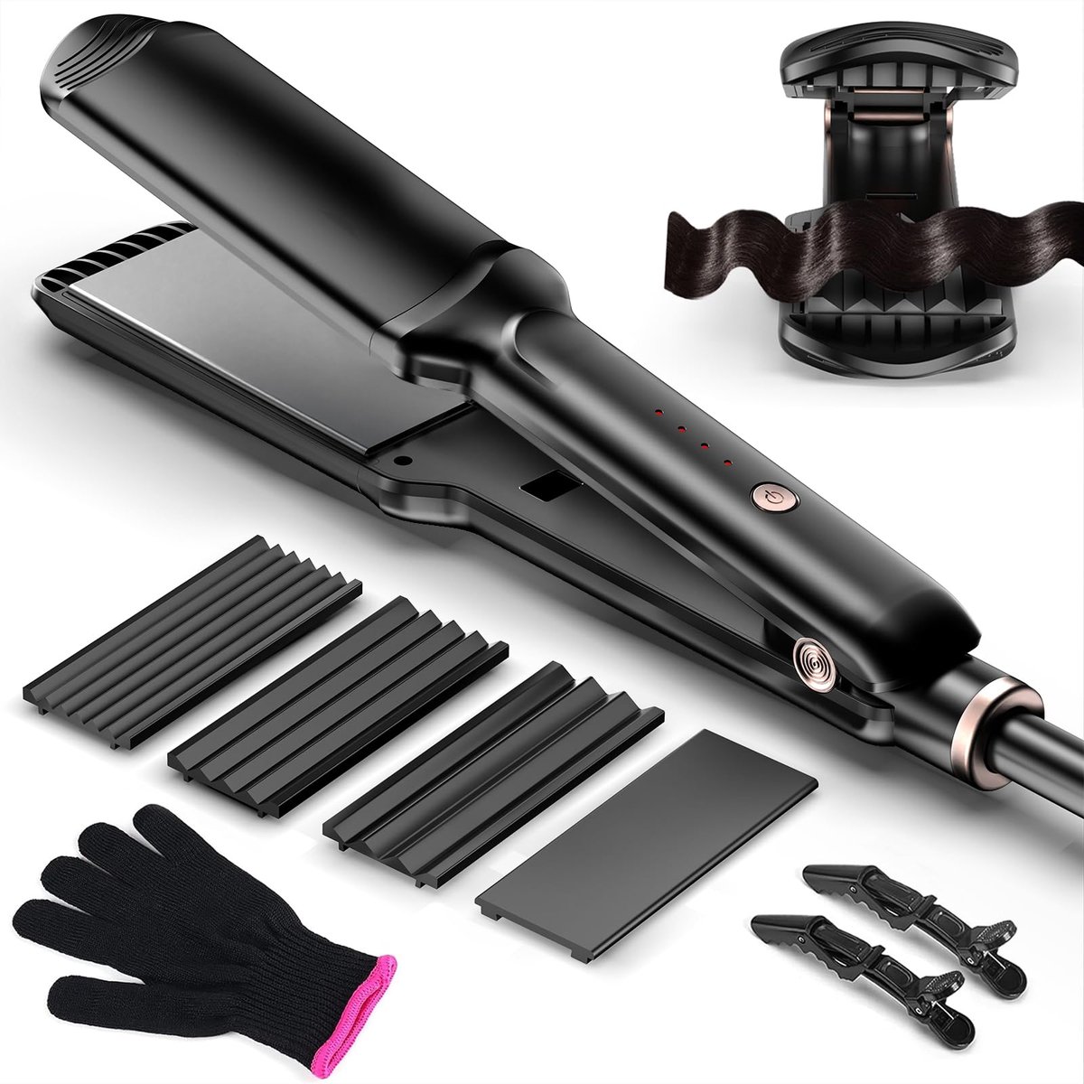 Stijltang – 4-in-1 Keramische Platen, Regelbare Temperatuur, Snelle Opwarming, Voor Alle Haartypes, 220°C