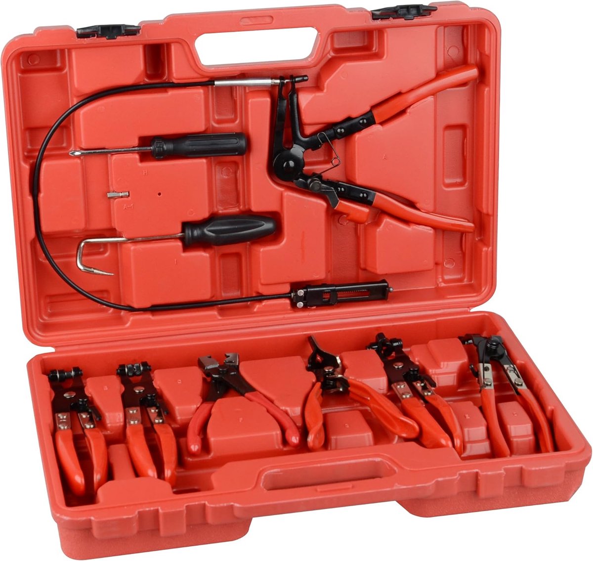 9pcs Automotive Wire Long Reach Hose Clamp Pliers Set Fuel Oil Water Hose Car Tools Red - ShopVlot