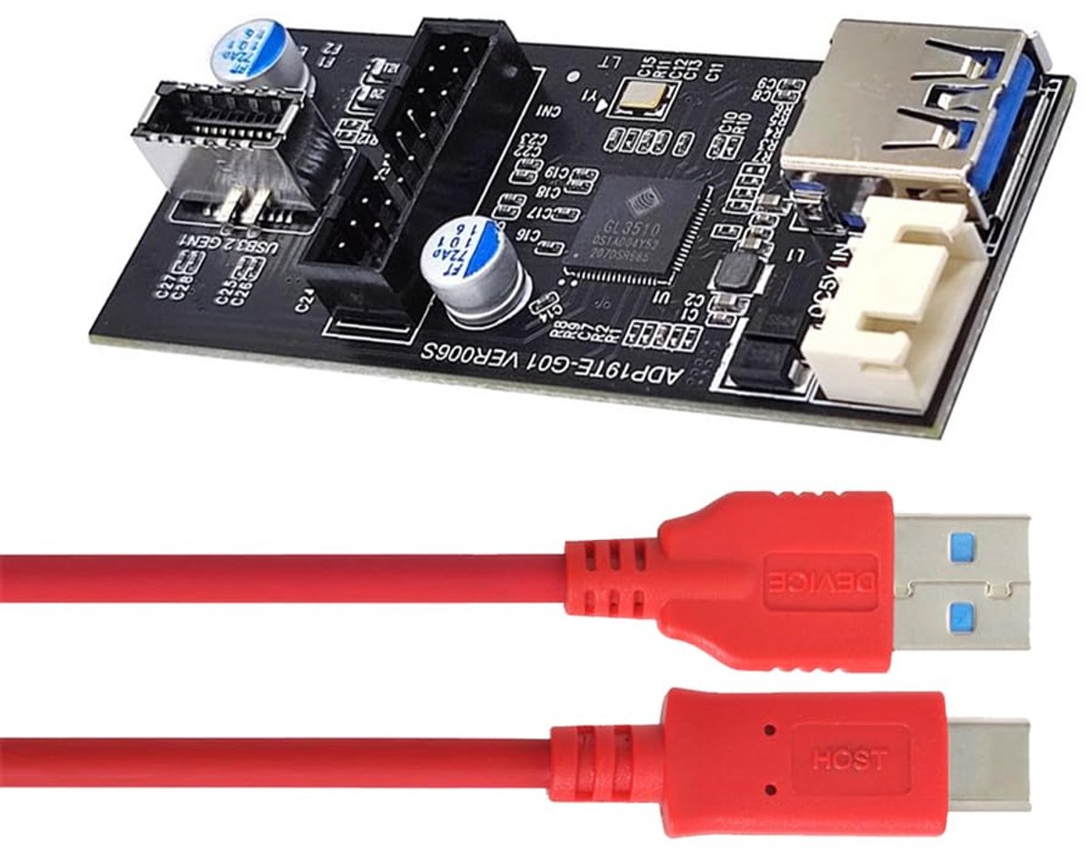 Type-C USB-C & 19/20Pin Header to USB 3.0 20Pin & Type-E Dual Ports Female PCBA Type Adapter Splitter HUB 5Gbps - ShopVlot