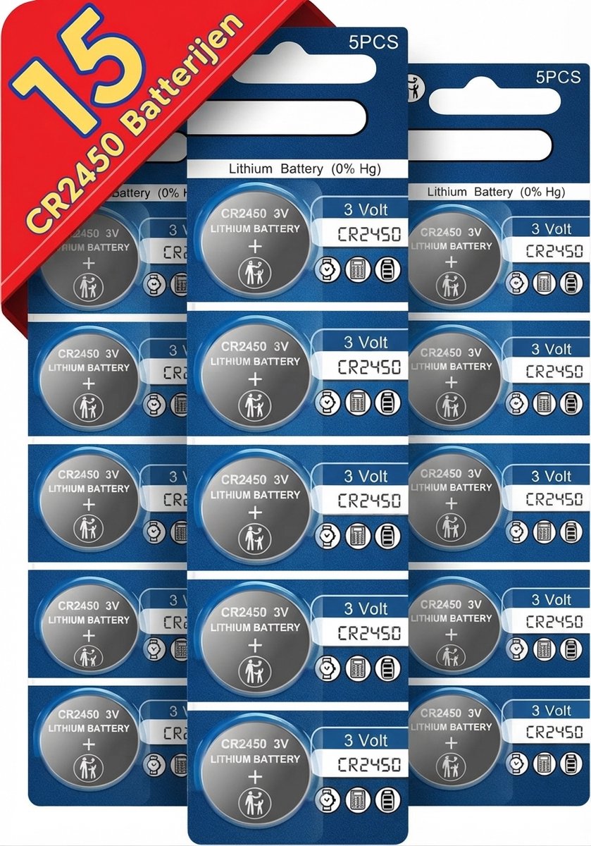 Bol.com Maxenza CR2450 Lithium Batterijen - 15 Stuks - Knoopcel Batterijen - 3 Volt aanbieding