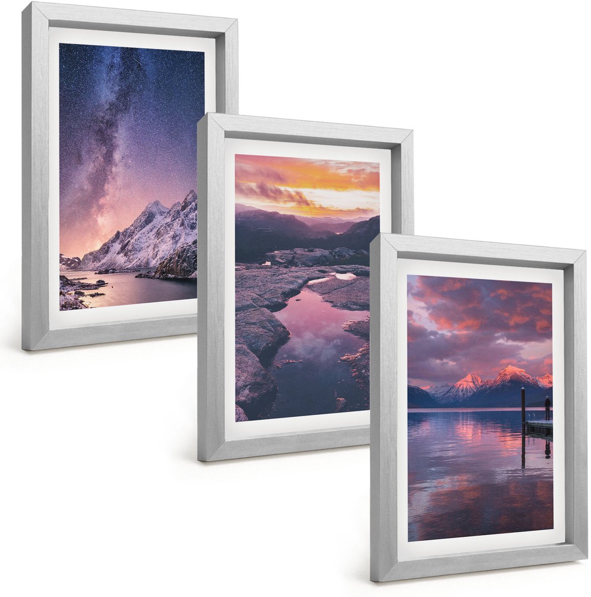 Tulup 4-Delige Schilderij Set - Bergen en water in prachtige natuurlijke landschappen - 20 x 30 cm - Schilderijen Set - Wanddecoratie - Woonkamer - Woonkamer Decoratie