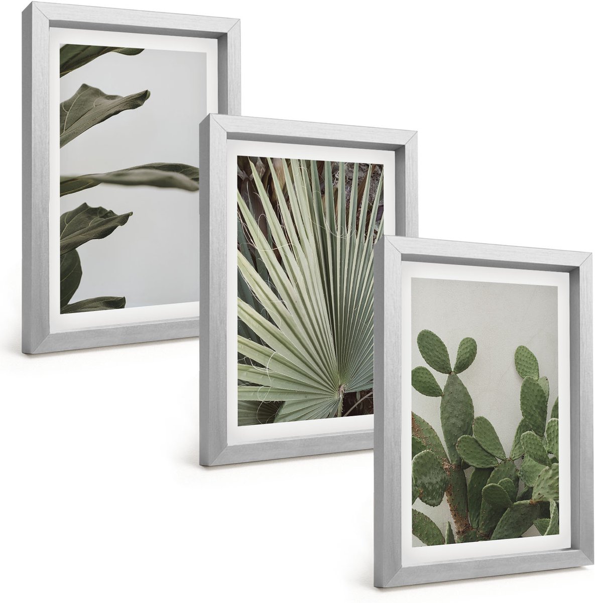 Tulup 4-Delige Schilderij Set - Bladeren van tropische planten in pastelkleuren - 20 x 30 cm - Moderne Wanddecoratie - Woonkamer - Decoratieve Schilderijen