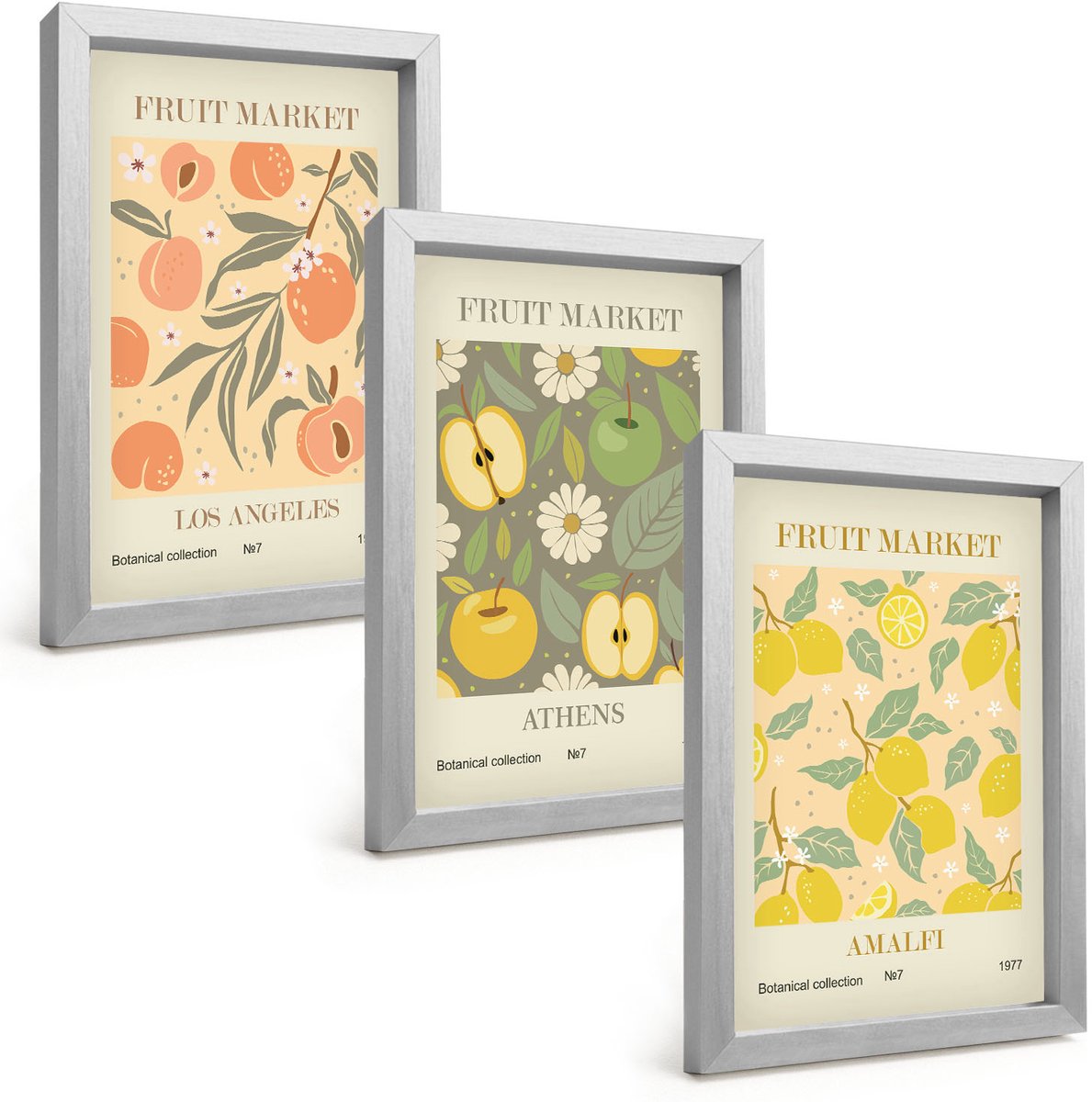Tulup 4-Delige Schilderij Set - Posters met fruitmotieven in retrostijl - 20 x 30 cm - Wanddecoratie - Woonkamer Decoratie