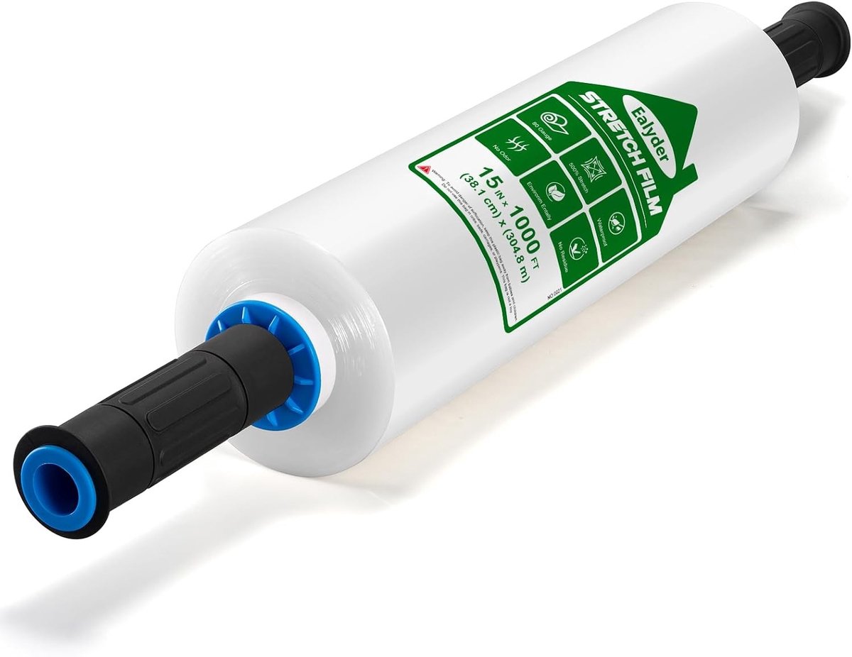 Rekfolie - Transparant - 38,1 cm x 304 m - Industriële Sterkte met Handvat - Voor Verpakking en Verzending