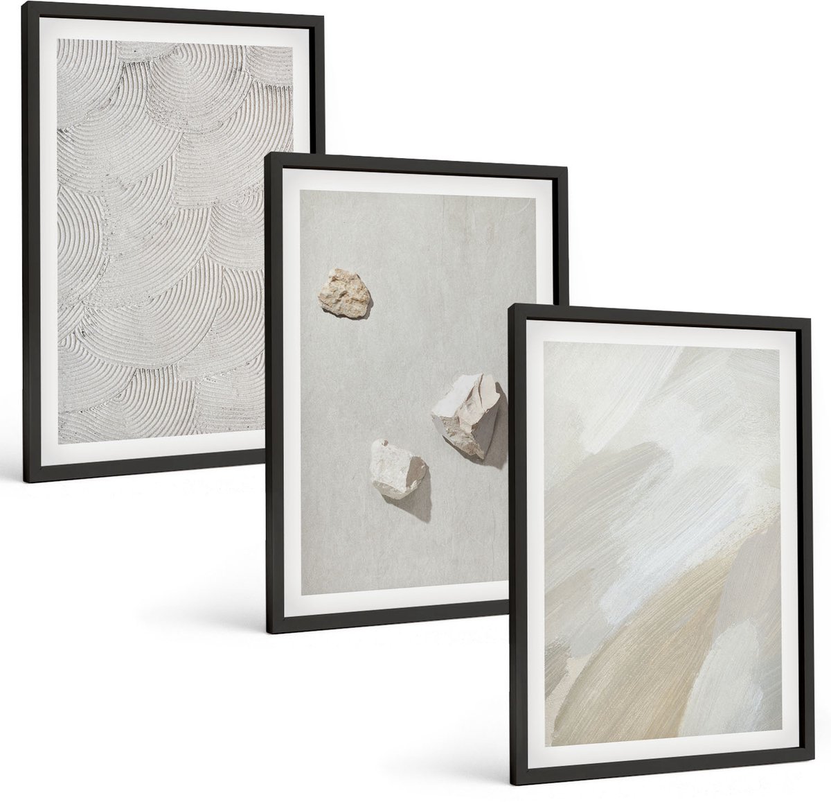 Tulup 4-Delige Schilderij Set - Zandstenen en moderne verftexturen - 40 x 60 cm - Wanddecoratie - Schilderijen Set - Interieur - Decoratieve Schilderijen