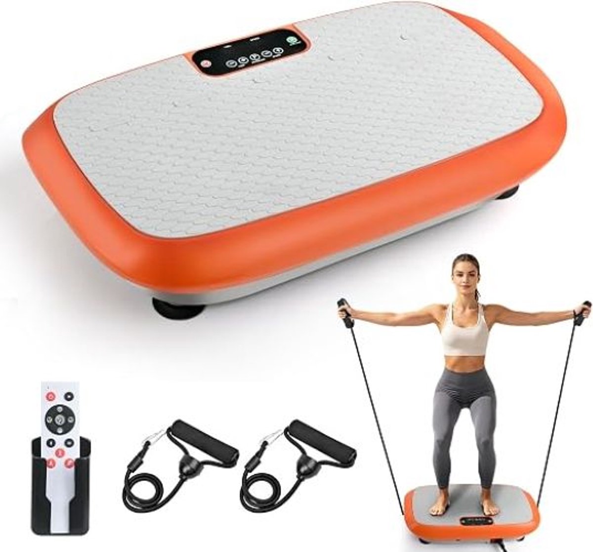 Verte Trilplaat Fitness - Vibration Plate - 99 Snelheidsniveaus - Trilplaat Voor Benen Bloedsomloop - 120 kg gewichtscapaciteit - Full-Body Workout Vibratieplaat - Inclusief Weerstandsbanden & Afstandsbediening