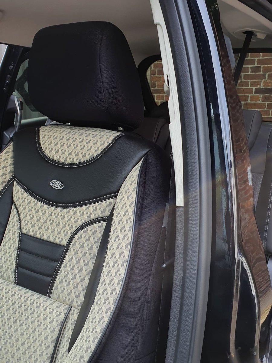 Stoelhoezen voor Ford Tourneo Transit BJ 2000-06 incl. Dubbele Passagiersbank in Beige/Zwart