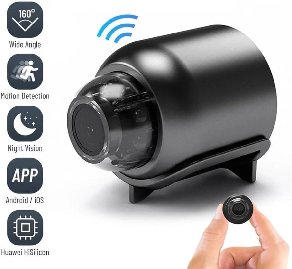 Mini Spionagecamera - Wit - HD 1080p - Met Nachtzicht en Bewegingsdetectie - Voor Beveiliging en Bewaking
