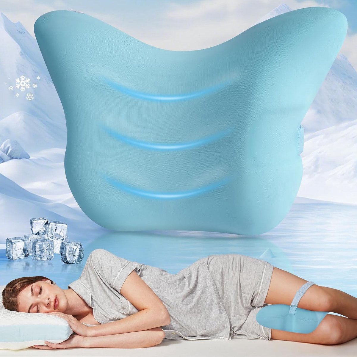 Beenverhoger voor in bed - Blauw - Klein - Traagschuim Ergonomisch Kniekussen voor Zijslapers