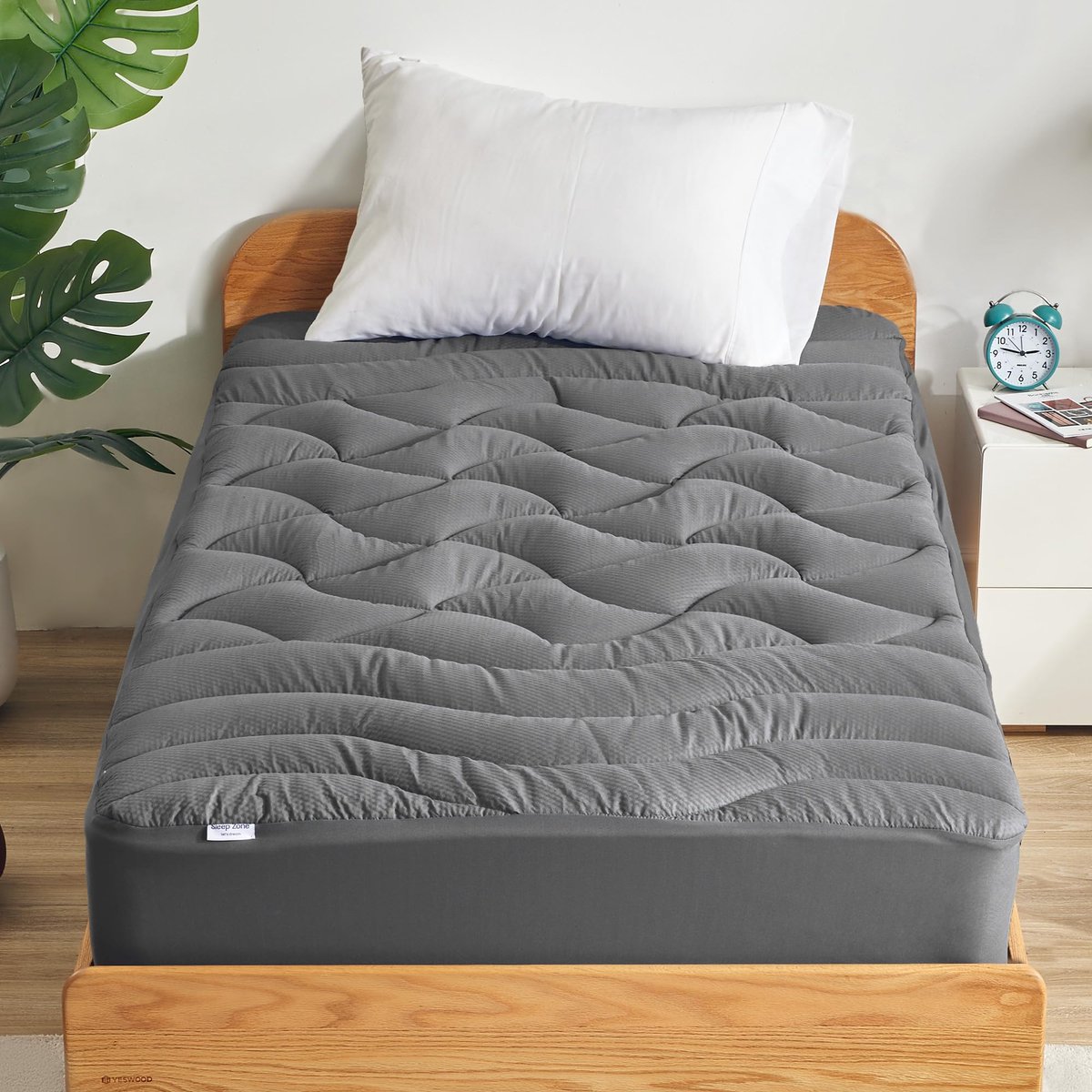 SLEEP ZONE Extra lange dubbele verkoelende matrastopper voor studentenslaapzaal, premium gezoneerde koele matrashoes - ShopVlot