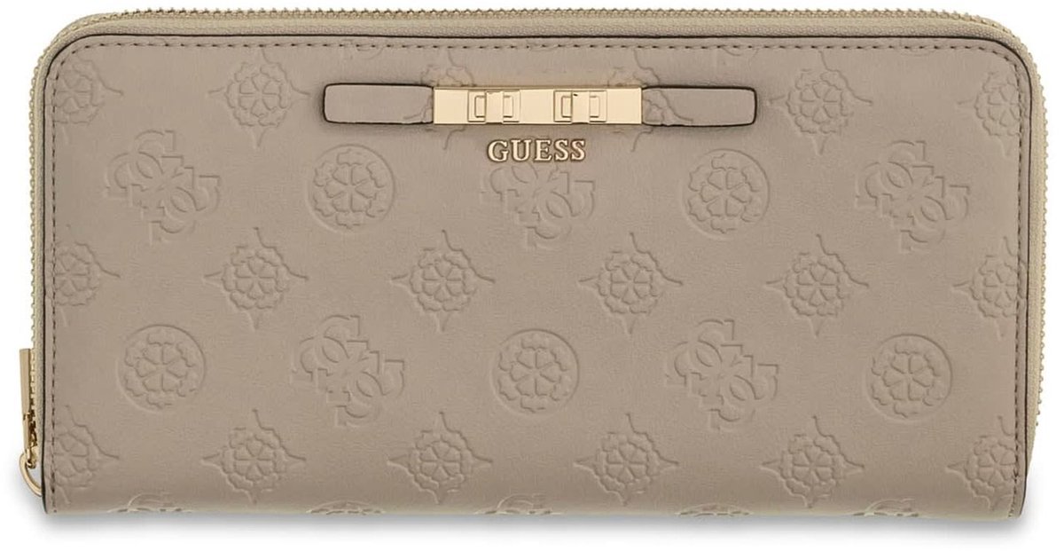 GUESS portemonnee Carmella SLG Large Zip Around Wallet Bone Logo crème