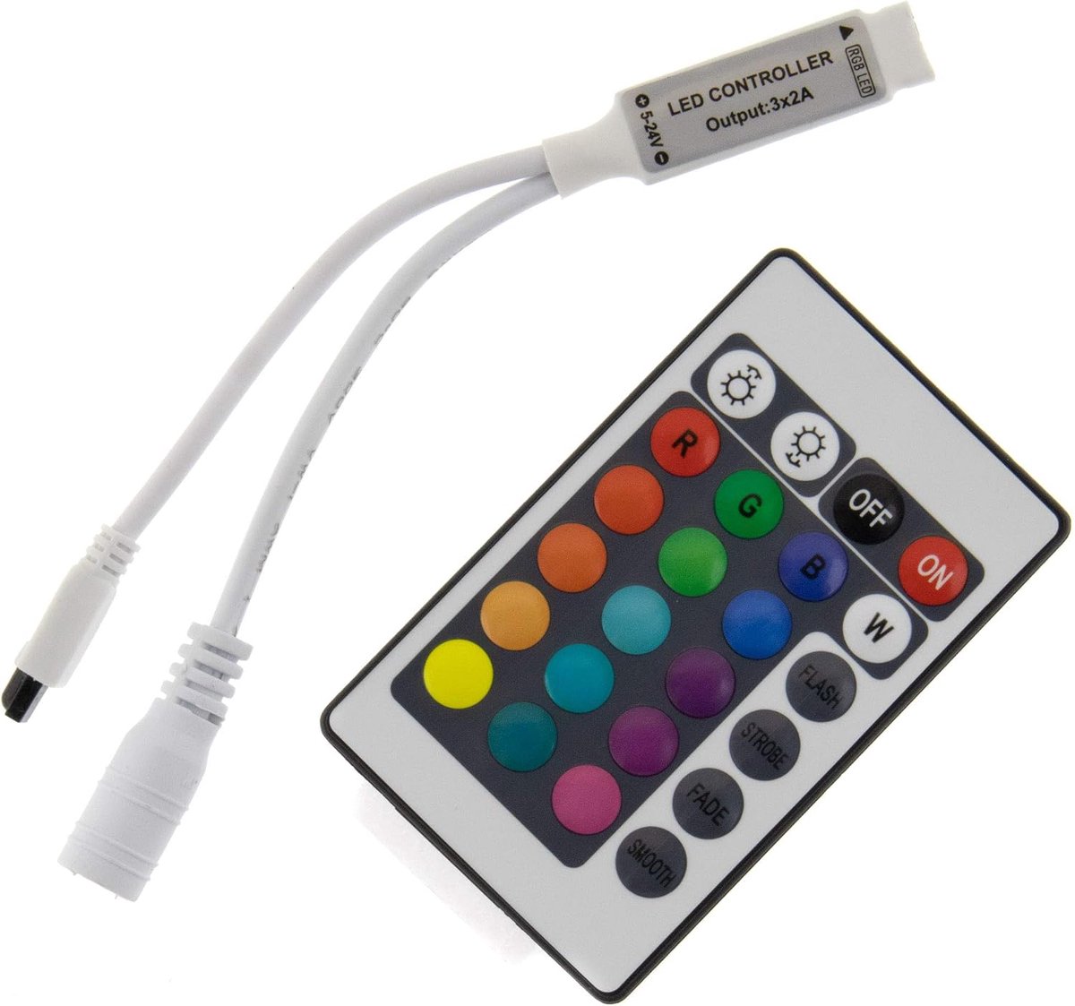 RGB Mini Stripe Controller - 24 Knoppen - IR Afstandsbediening - Perfect voor sfeerverlichting - ShopVlot