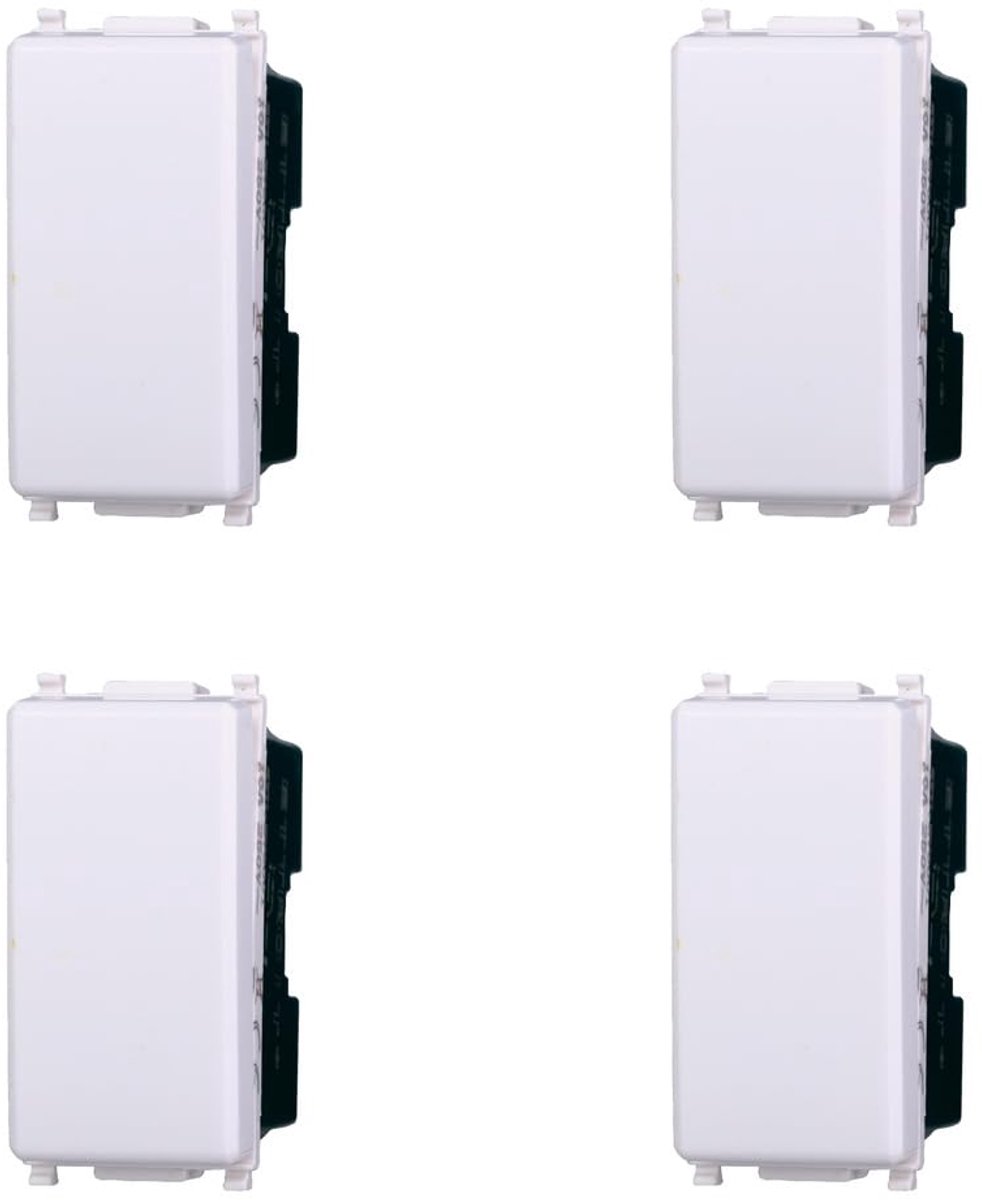 Schakelaar 1P 16A - Plana wit - Set van 4 stuks - Ideaal voor moderne woningen - ShopVlot