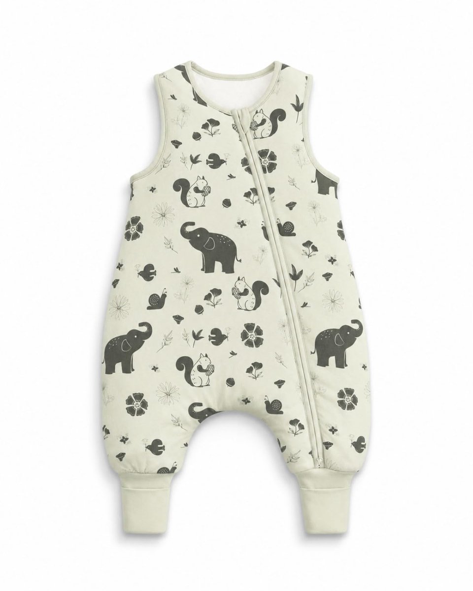 Babyslaapzak met voeten 2,5 Tog - katoenen slaapzak - groene olifant - ideaal voor peuters 6-18 maanden - ShopVlot