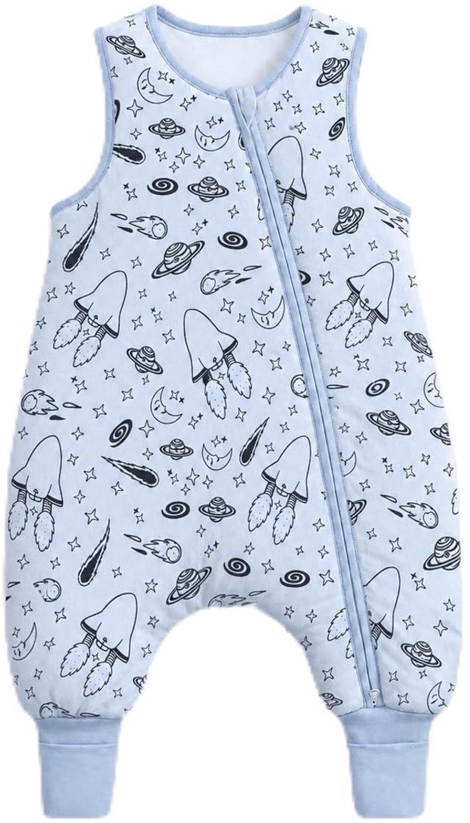 Babyslaapzak met voeten 2,5 tog - blauwe raketten - voor peuters 4-6 jaar - comfortabel en warm - ShopVlot