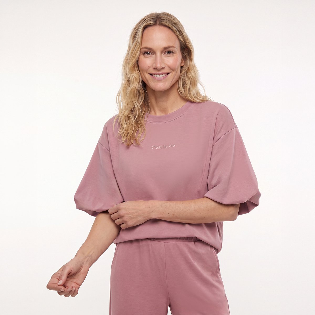 Je m'appelle Dames Top Met stretch - Roze - Maat S