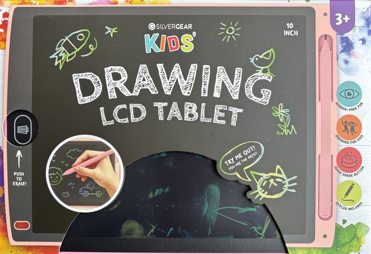 Silvergear LCD Tekentablet Kinderen 10 Inch – Tekenbord voor Kinderen vanaf 3 Jaar – ''Roze'' - Schermvrij Plezier met Wisknop & Tekenpotlood