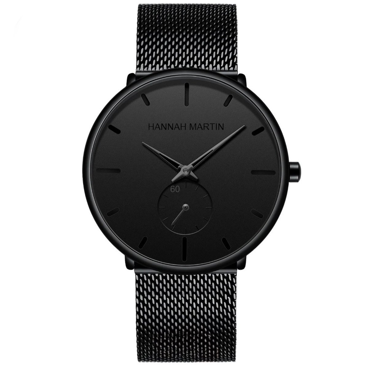 Hannah Martin Elegante Horloge | Zwart | Zwarte Wijzerplaat | Heren Horloges | Mannen Horloges | Best Verkochte Horloges | Leuke Cadeau | Cadeau Voor hem | Cadeau Voor Vader | Luxe Geschenkdoos