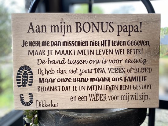 Panneau texte 20x30 bonus papa - eikenhout - Fête des Pères