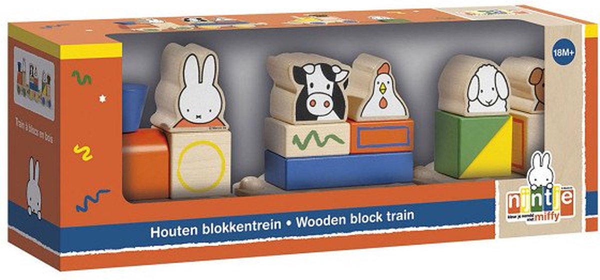 Nijntje houten speelgoed blokkentrein, trein met blokken - peuter kleuter educatief speelgoed - vanaf 1,5 jaar - Bambolino Toys cadeau tip — afbeelding 16