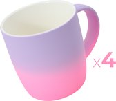 Kleurrijke lavendel/roze brede mokken! - 4 stuks - 300ml - Perfect voor koffie, thee of andere warme dranken - Gezellig design - Koffiemok met gradient ontwerp