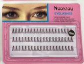 NUOXIOU CILS 100% hair humains bande couleur chair noué main, plumes 12mm